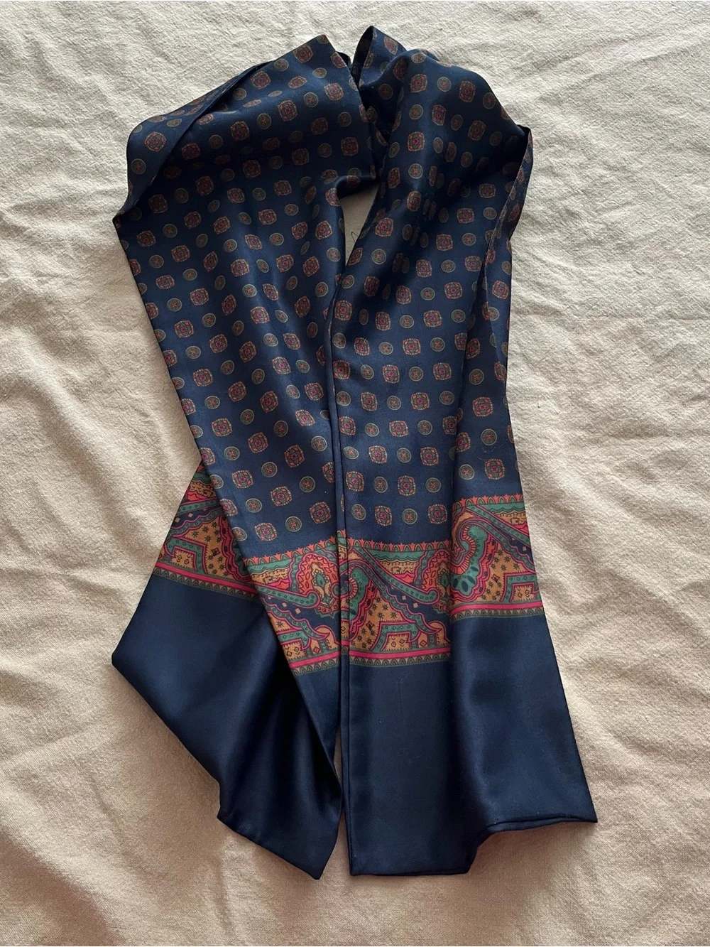 Women’s Navy Paisley Border Scarf